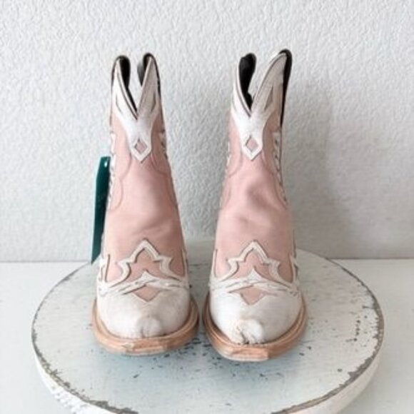 Lane CHASE THE WIND Womens Cowboy Bootie 6 Western Pink White Cowgirl Boots - Picture 5 of 11